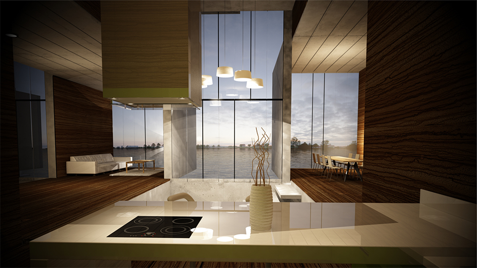 Architekturvisualisierung einer Küche